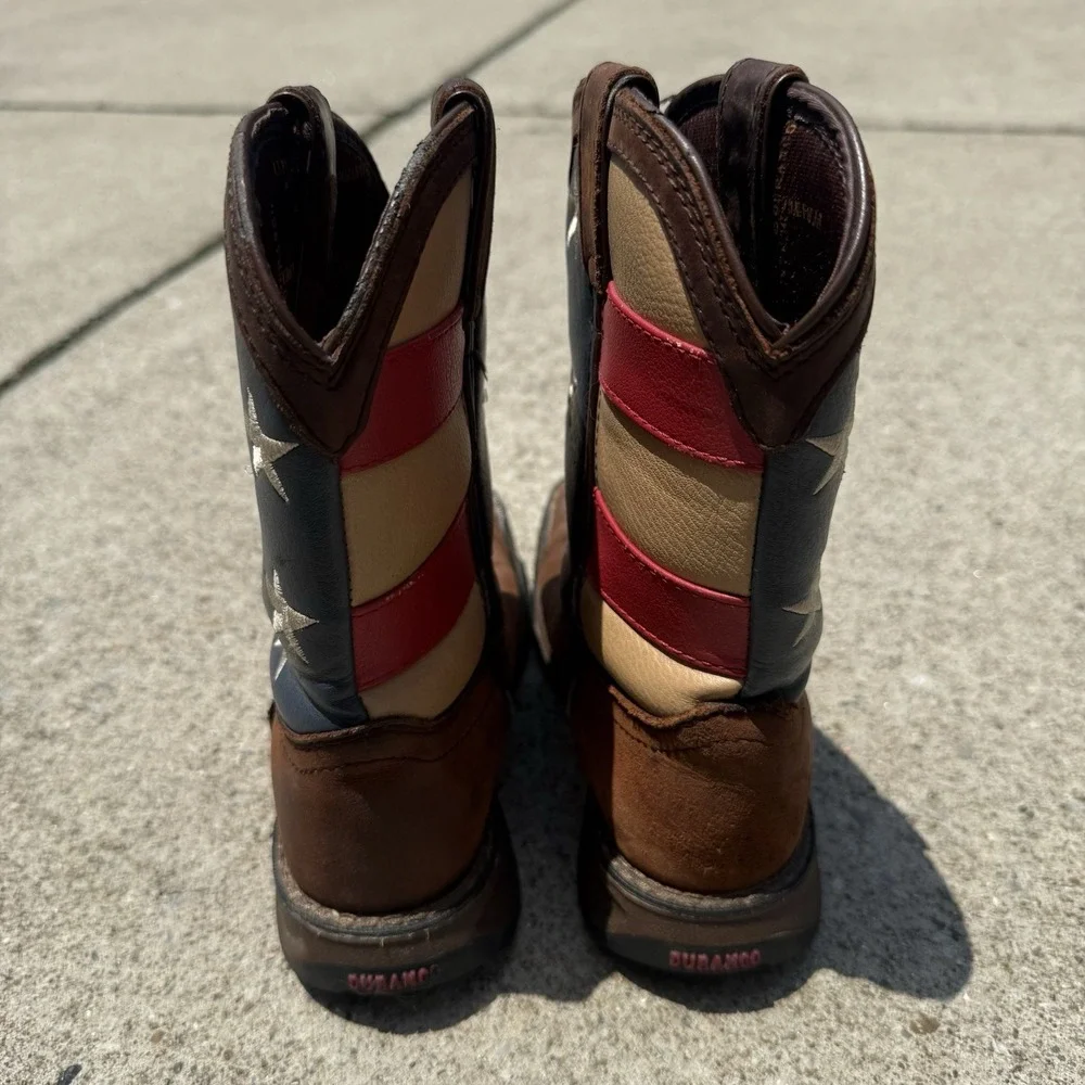 Durango Boots Boys Kids Sz 13 M Brown Western American Flag Patriotic Union USA